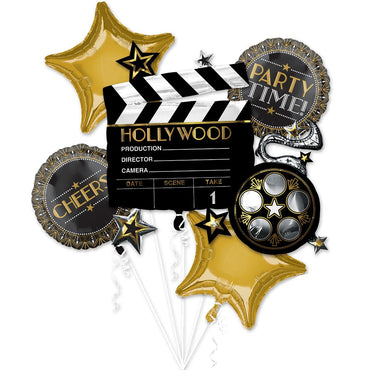Lights Camera Action Balloon Bouquet 5pcs Balloons & Streamers - Party Centre