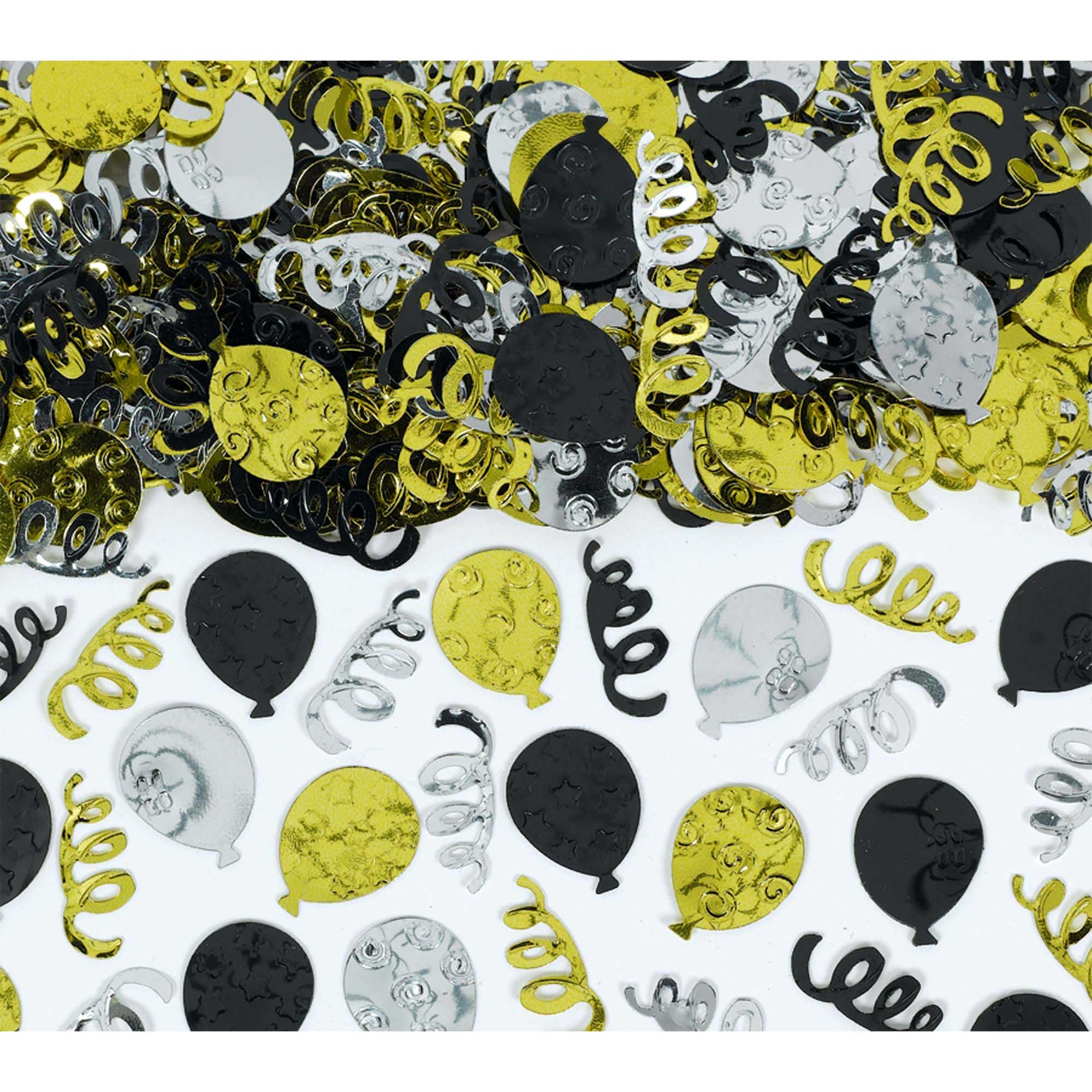 Confetti Party Balloon Black /Silver And Gold