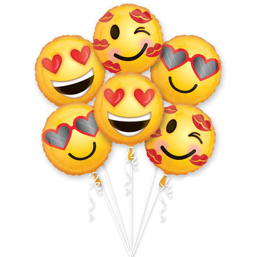 Emoticon Love Balloon Bouquet 5pcs Balloons & Streamers - Party Centre