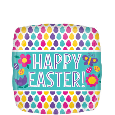 Easter Egg Pattern Square Foil Balloon 45cm Balloons & Streamers - Party Centre