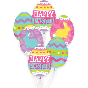 Easter Egg Hunt Balloon Bouquet 5pcs Balloons & Streamers - Party Centre