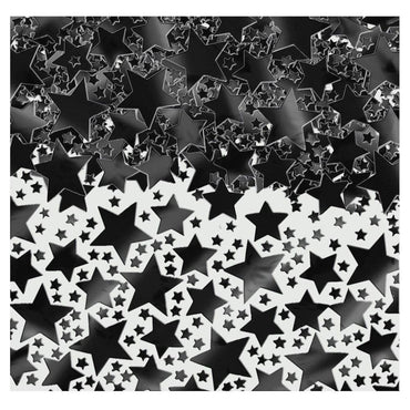 Jet Black Metallic Star Confetti 2.5oz Decorations - Party Centre