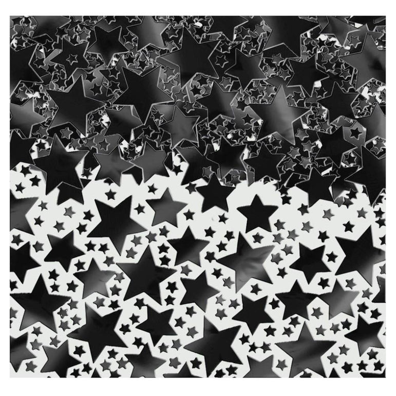 Jet Black Metallic Star Confetti 2.5oz Decorations - Party Centre