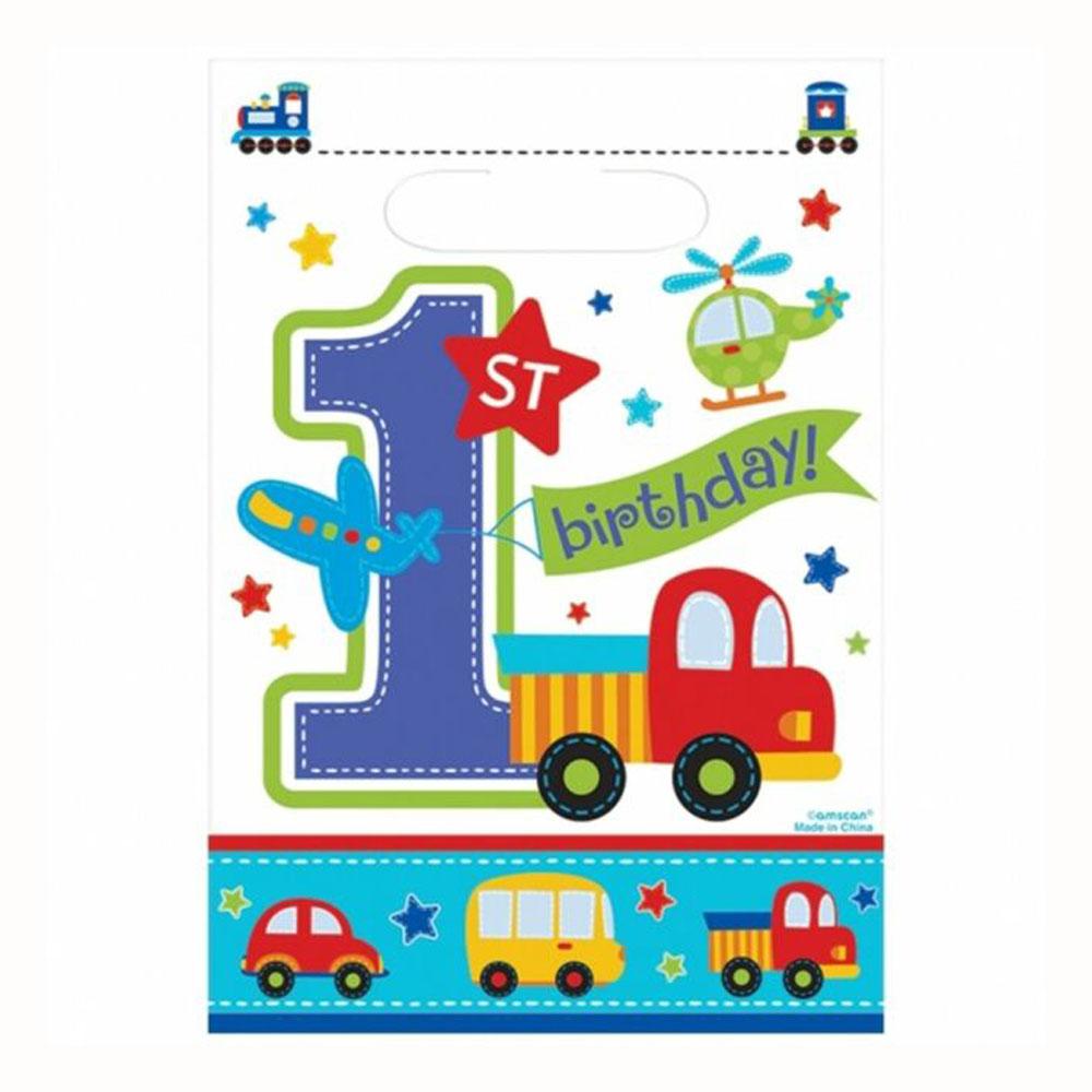 All Aboard 1st Birthday Boy Loot Bags 8pcs Favours - Party Centre