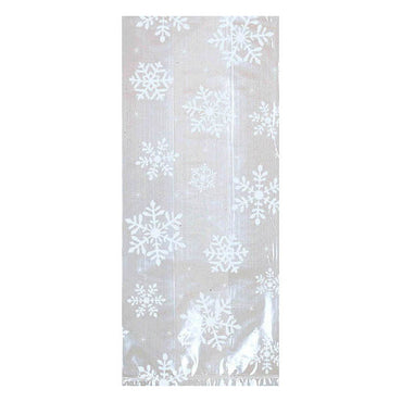 White Snowflakes Large Cello Bags 20pcs Favours - Party Centre