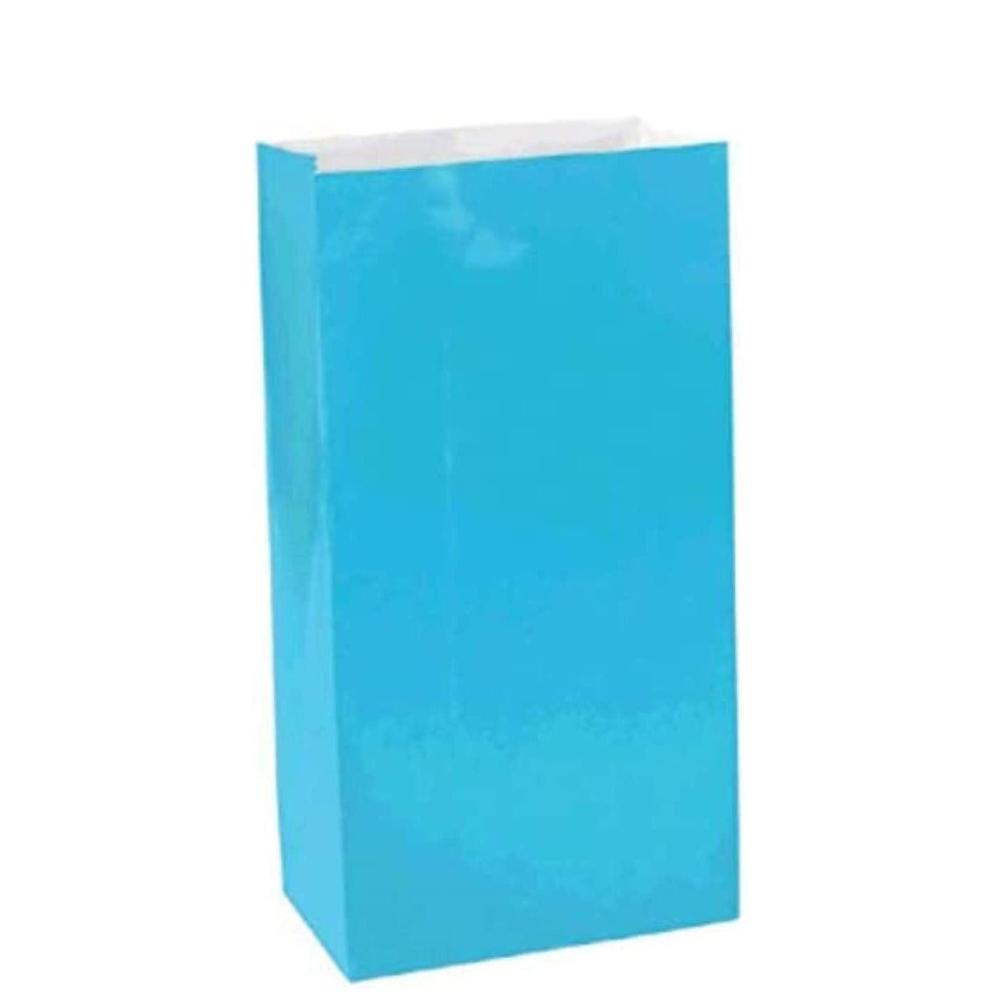 Caribbean Blue Mini Package Paper Bags 6in, 12pcs