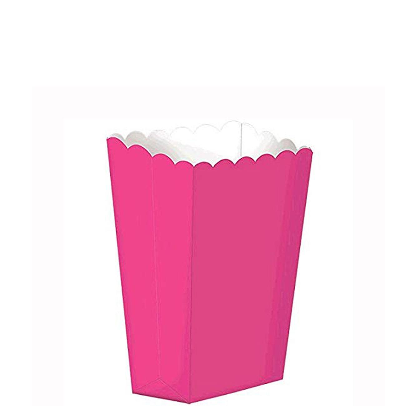 Bright Pink Small Paper Popcorn Boxes 5pcs Favours - Party Centre