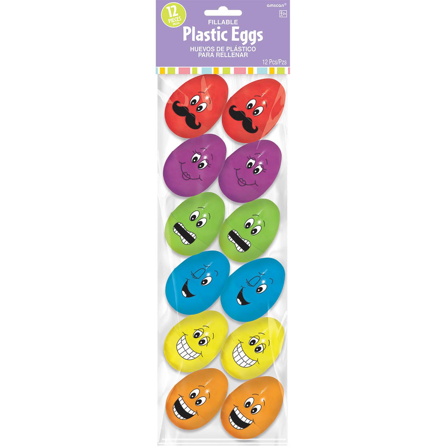 Fillable Funny Face Plastic Eggs 12pcs Favours - Party Centre