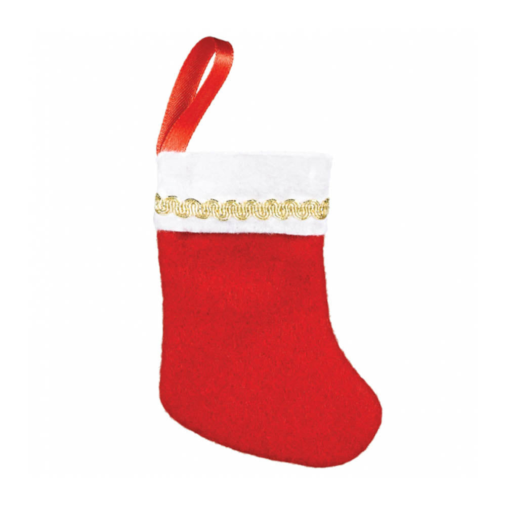 Mini Felt Red Stockings 3in, 10pcs Favours - Party Centre