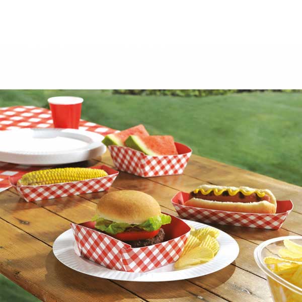 Picnic Party Paper Food Trays 50pcs Solid Tableware - Party Centre