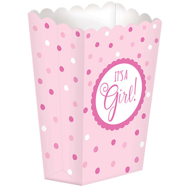 Baby Shower Pink Paper Popcorn Boxes 20pcs