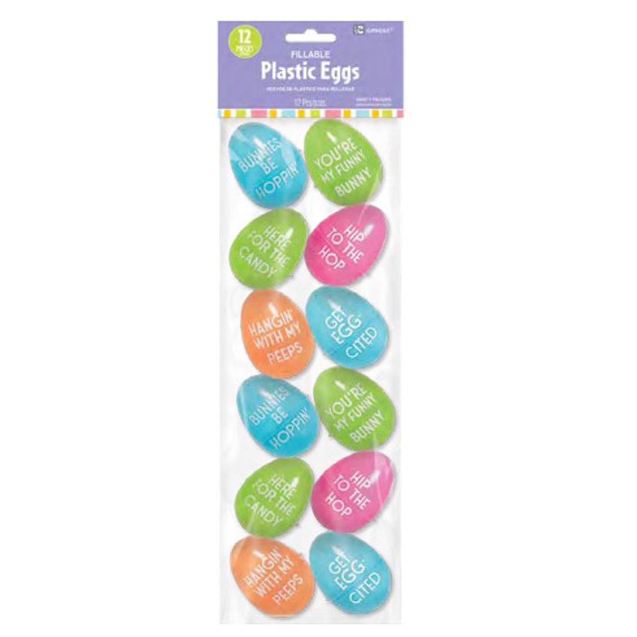 Easter Sayings Eggs Small 12pcs Decorations - Party Centre