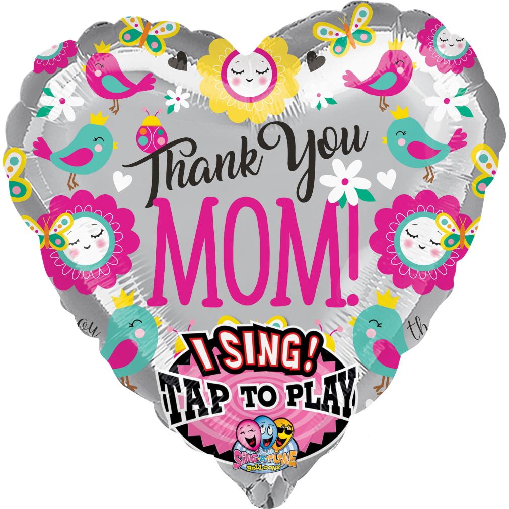 Thank You Mom Jumbo Sing-A-tune Foil Balloon 73cm Balloons & Streamers - Party Centre