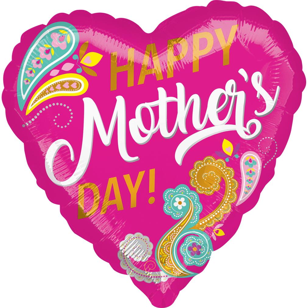 Happy Mother's Day Paisley Foil Balloon 45cm Balloons & Streamers - Party Centre