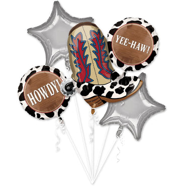 YeeHaw Balloon Bouquet 5pcs Balloons & Streamers - Party Centre