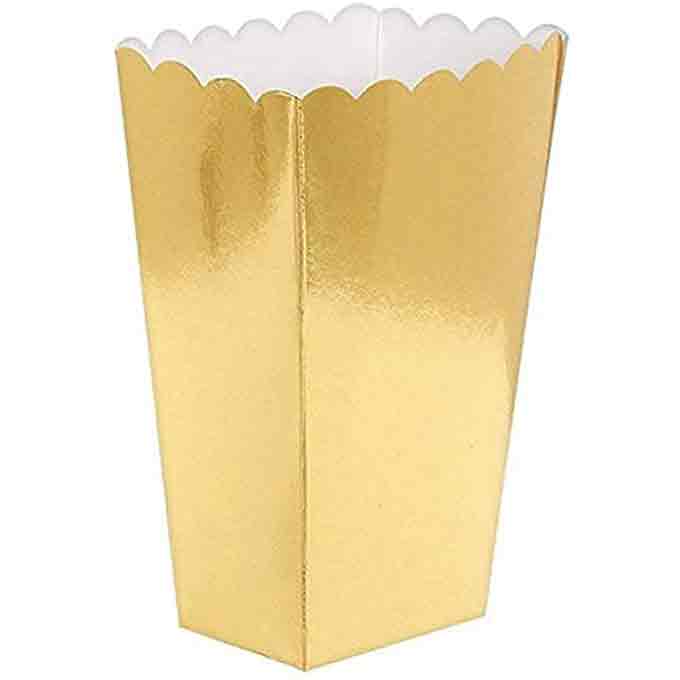 Gold Foil Small Paper Popcorn Boxes 5pcs