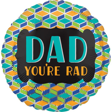 Dad You're Rad Foil Balloon 45cm Balloons & Streamers - Party Centre