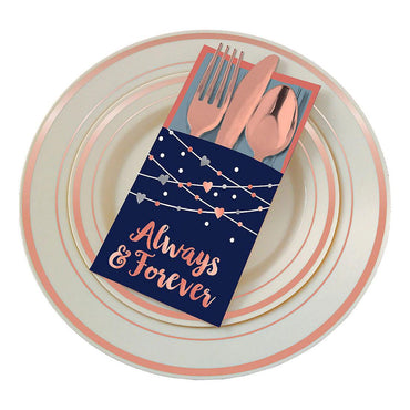 Navy Bride Paper Cutlery Holder 12pcs Solid Tableware - Party Centre