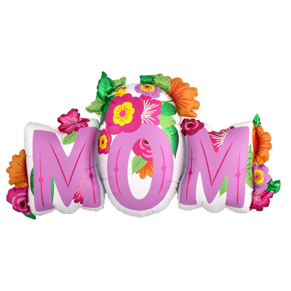 Mom Flowers SuperShape Balloon 91x50cm Balloons & Streamers - Party Centre