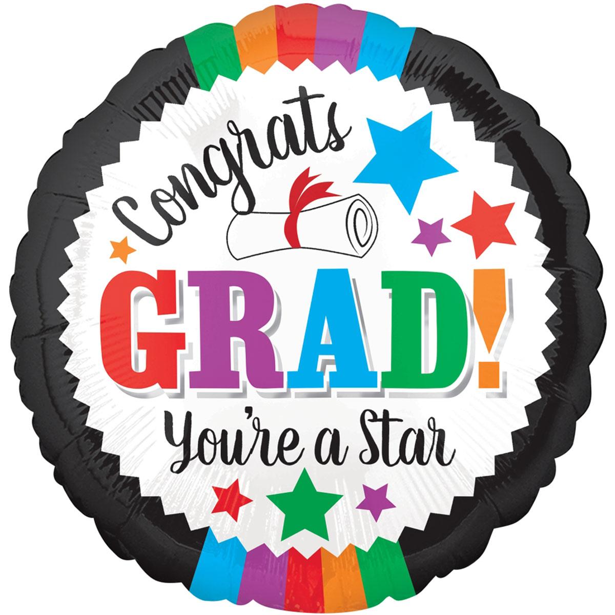 Graduation You're a Star Foil Balloon 45cm Balloons & Streamers - Party Centre