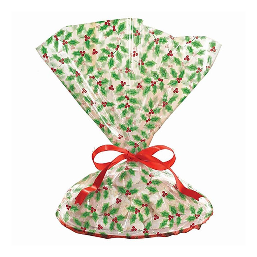 Holly Cookie Tray Bags 18in, 6pcs Favours - Party Centre
