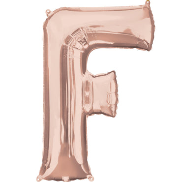 Rose Gold Letter F Mini Shape Foil Balloon 40cm Balloons & Streamers - Party Centre