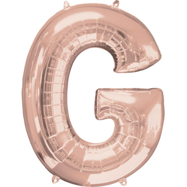 Rose Gold Letter G Mini Shape Foil Balloon 40cm Balloons & Streamers - Party Centre