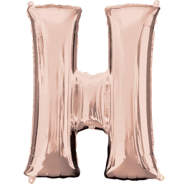 Rose Gold Letter H Mini Shape Foil Balloon 40cm Balloons & Streamers - Party Centre