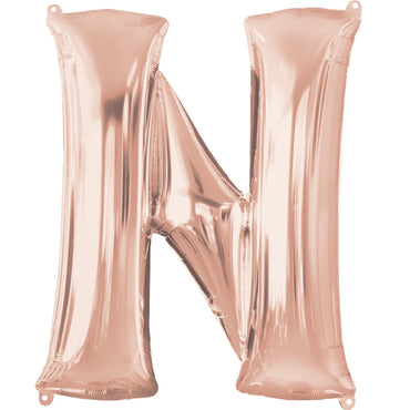 Rose Gold Letter N Mini Shape Foil Balloon 40cm Balloons & Streamers - Party Centre