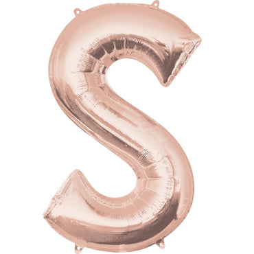 Rose Gold Letter S Mini Shape Foil Balloon 40cm Balloons & Streamers - Party Centre