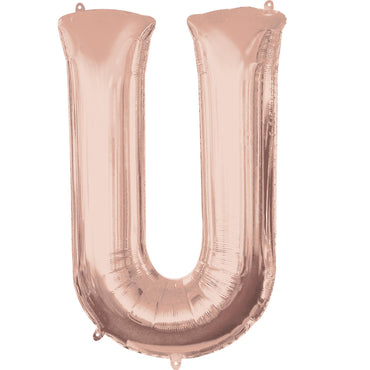 Rose Gold Letter U Mini Shape Foil Balloon 40cm Balloons & Streamers - Party Centre