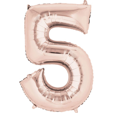 Rose Gold Number 5 Mini Shape Foil Balloon 40cm Balloons & Streamers - Party Centre