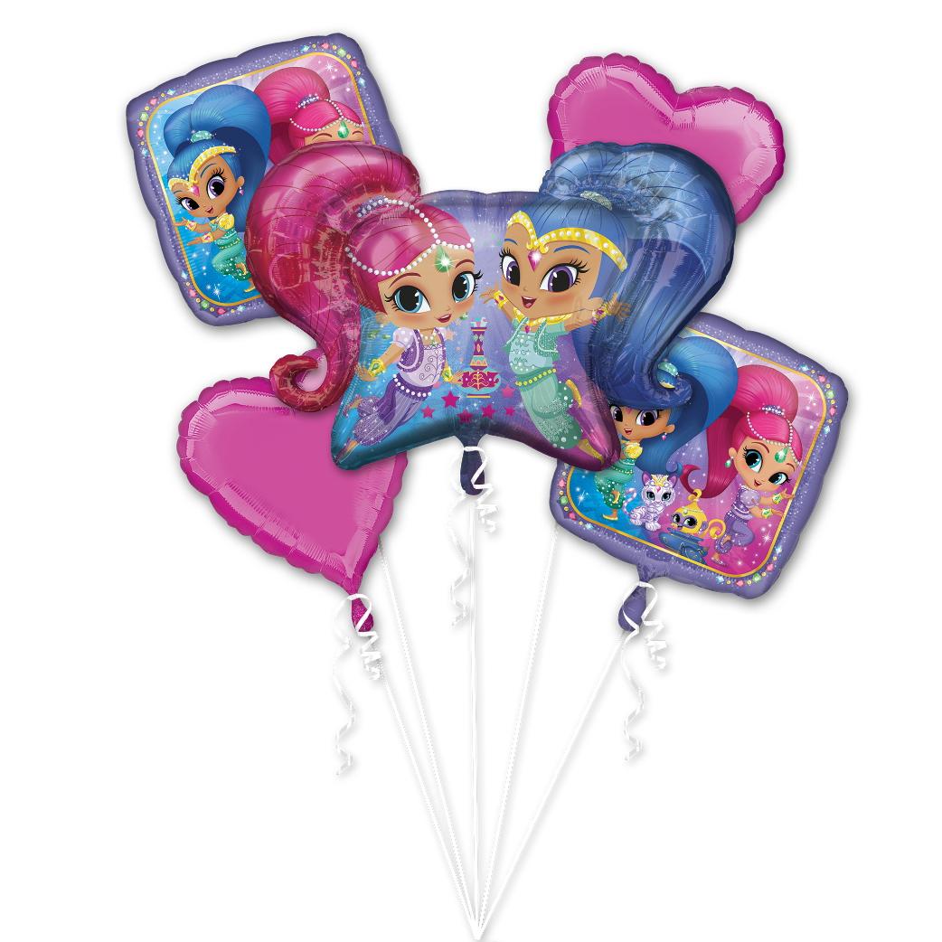 Shimmer and Shine Balloon Bouquet 5pcs Balloons & Streamers - Party Centre
