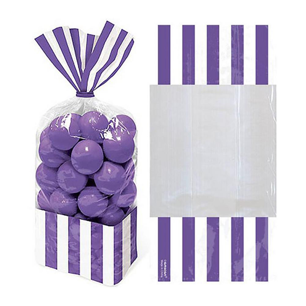 New Purple Small Striped Party Bags 10pcs Favours - Party Centre