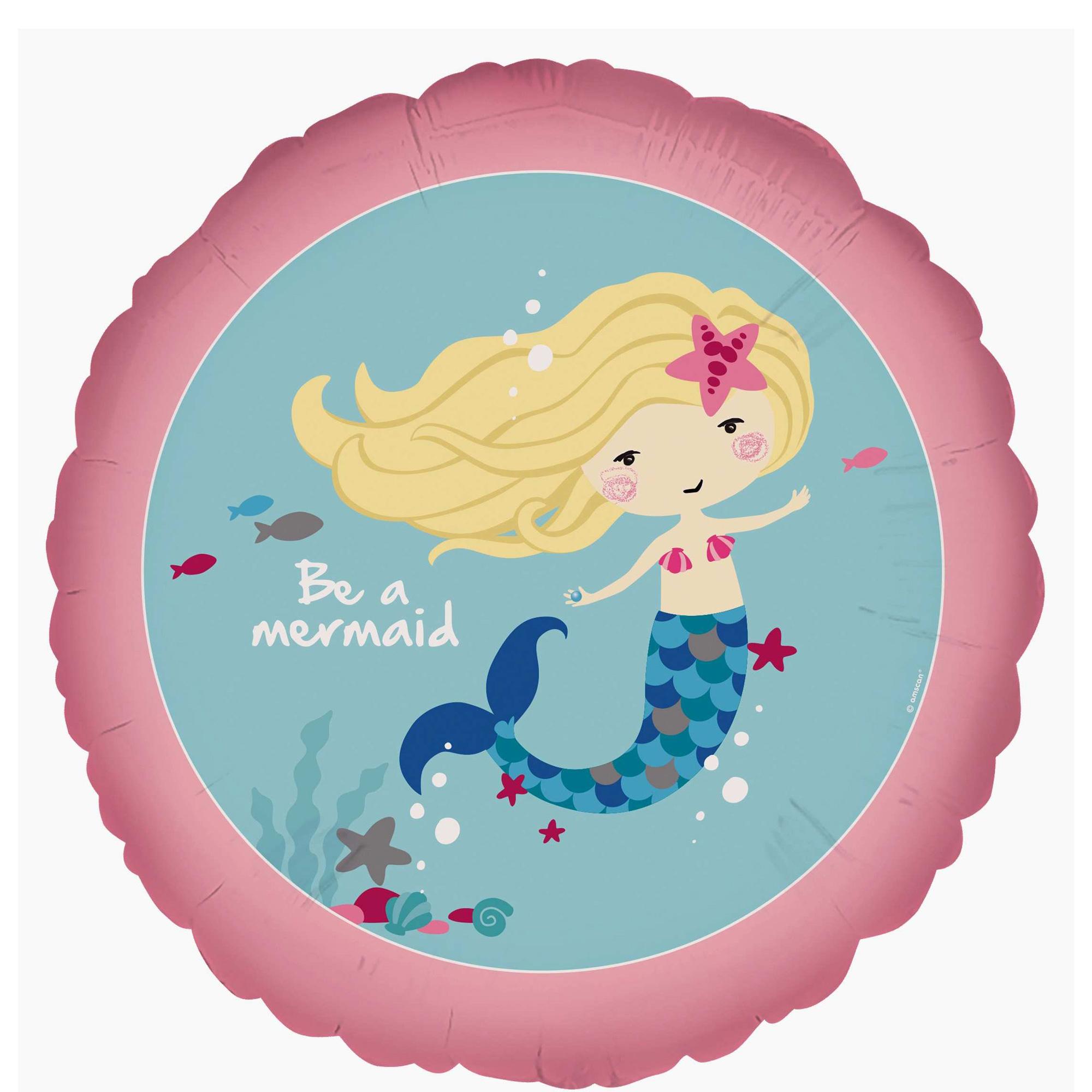 Be a Mermaid Round Foil Balloon 45cm Balloons & Streamers - Party Centre