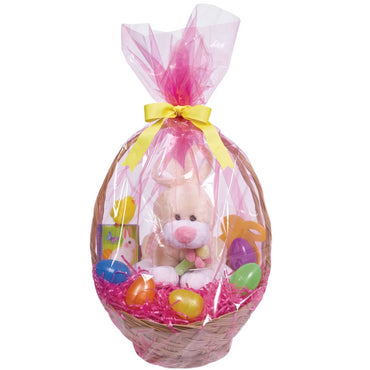 Solid Pink Basket Bag Favours - Party Centre