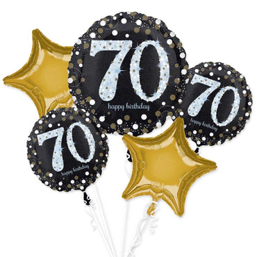 Sparkling Birthday 70 Balloon Bouquet 5pcs Balloons & Streamers - Party Centre