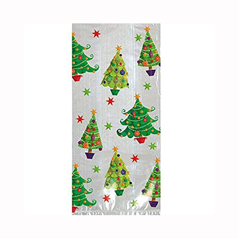 Christmas Tree Cello Bags 11.5 x 5in, 20pcs Favours - Party Centre