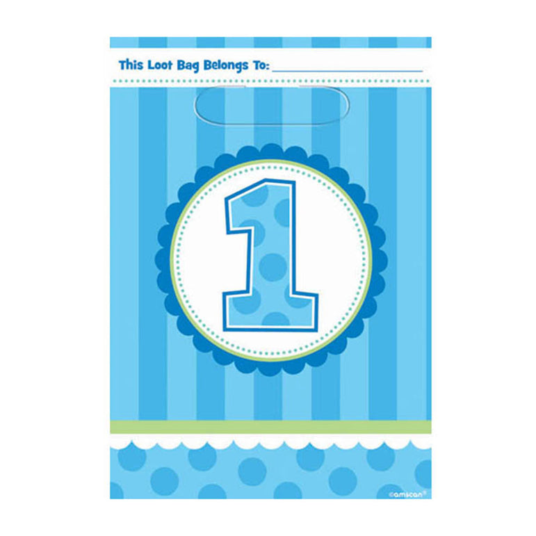 1st Birthday Boy Loot Bags 8pcs Favours - Party Centre