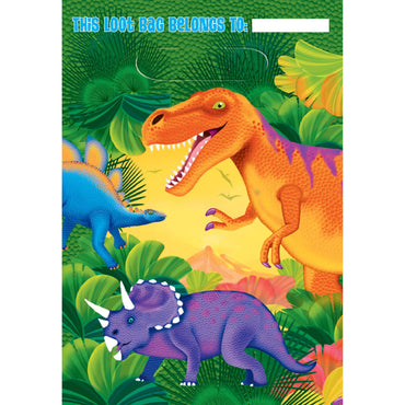 Prehistoric Party Plastic Bags 9in, 8pcs Favours - Party Centre
