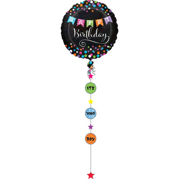 Birthday Banner Jumbo Drop-A-Line Balloon 81x228cm Balloons & Streamers - Party Centre