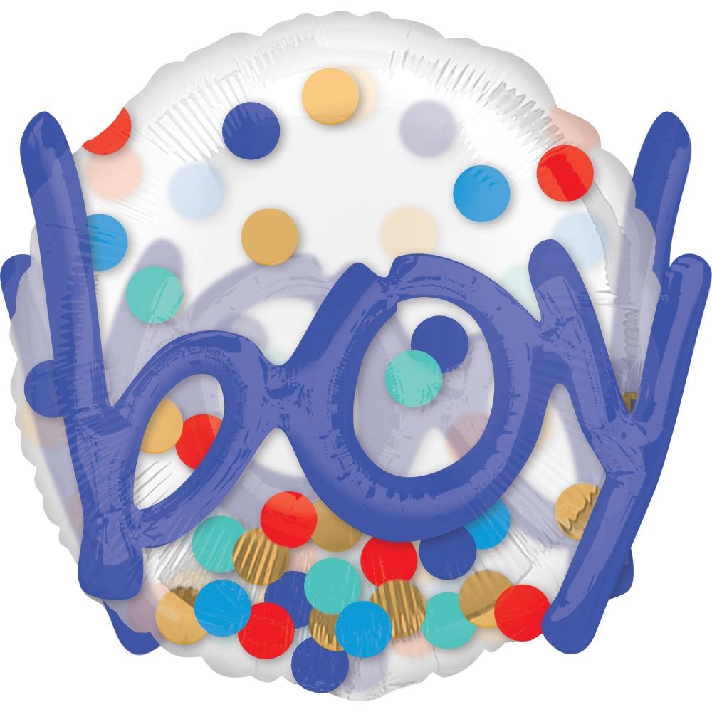 It's a Boy Confetti Dots See-Thru Multi-Balloon 91cm Balloons & Streamers - Party Centre