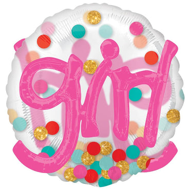 It's A Girl Confetti Dots See-Thru Multi-Balloon 91cm Balloons & Streamers - Party Centre
