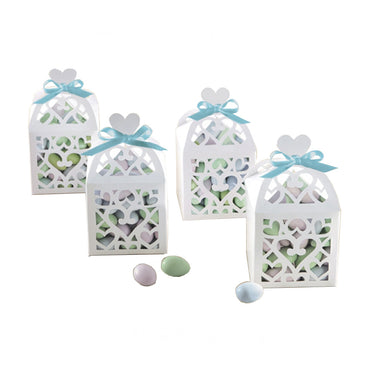 White Favor Lantern Boxes 50pcs Favours - Party Centre