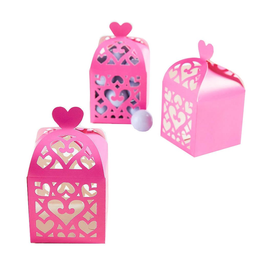 Bright Pink Lantern Favor Boxes 6cm, 50pcs Favours - Party Centre