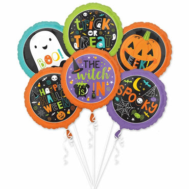 Family Friendly Halloween Balloon Bouquet 5pcs Balloons & Streamers - Party Centre