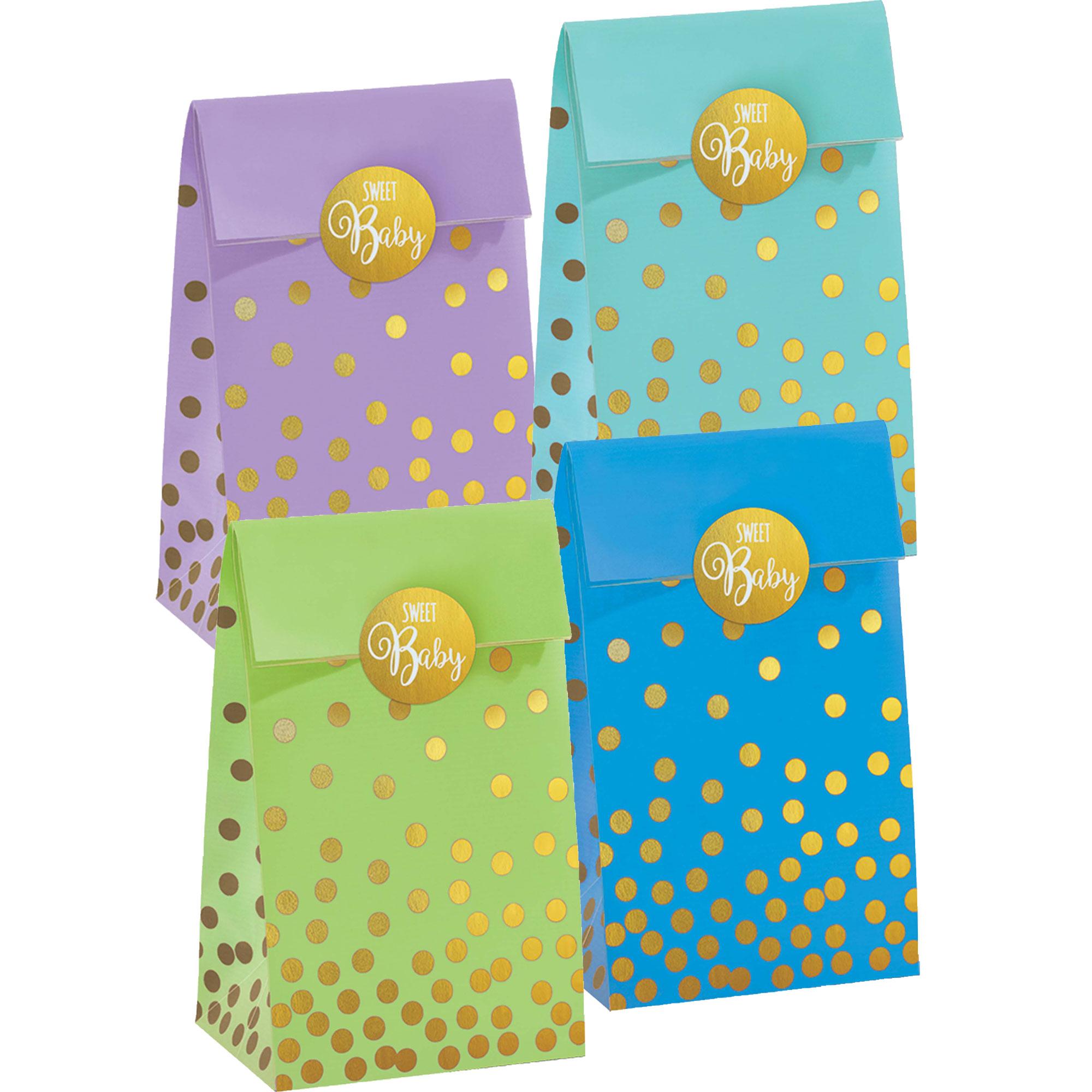 Neutral Baby Shower Foil Stamped Paper Bags 20pcs Party Favors - Party Centre