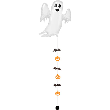 Spooky Ghost Drop-A-line SuperShape Balloon 68x264cm Balloons & Streamers - Party Centre