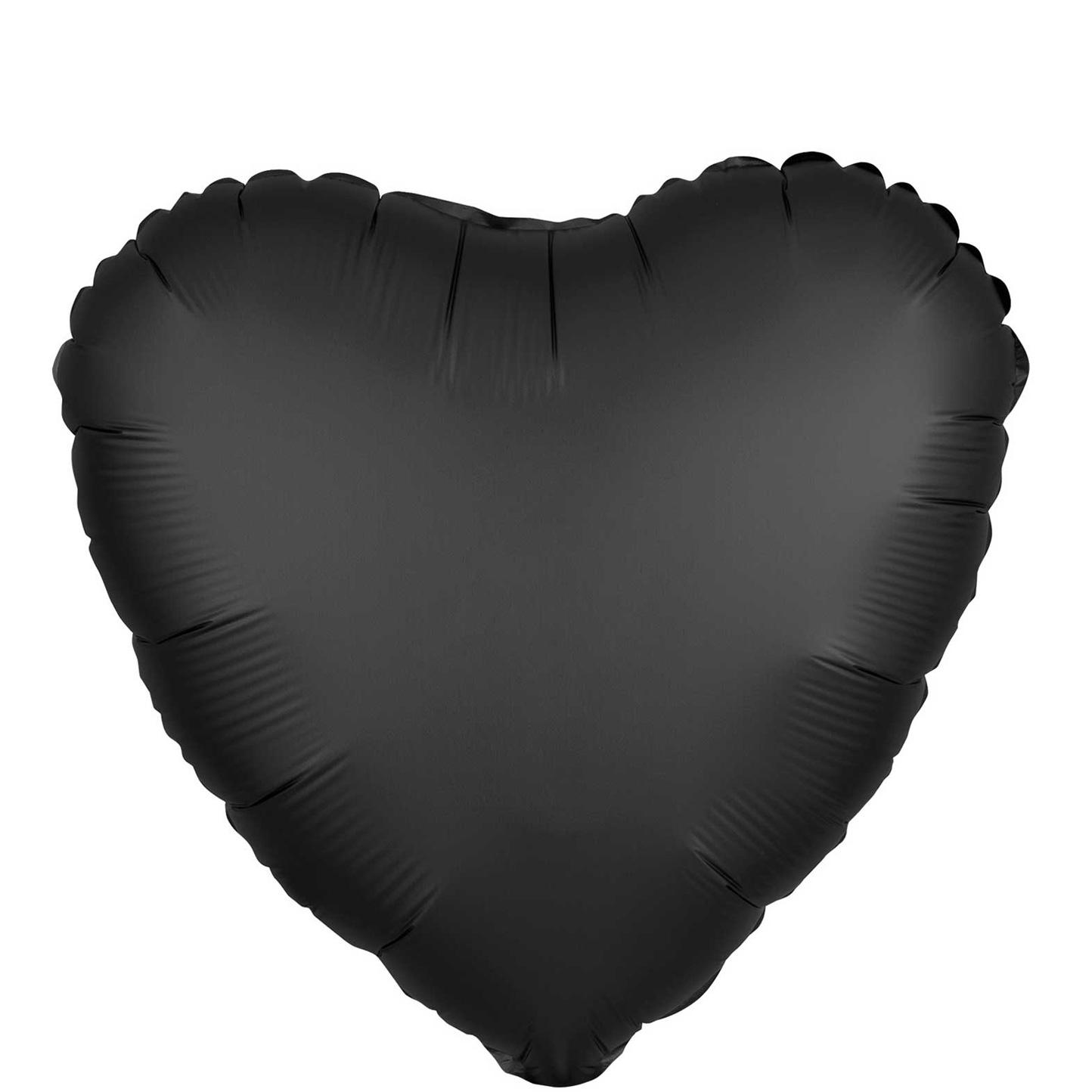 Onyx Satin Luxe Heart Foil Balloon 45cm Balloons & Streamers - Party Centre