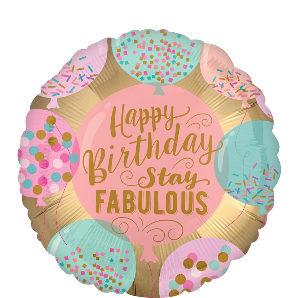 Happy Birthday Stay Fabulous Foil Balloon 45cm Balloons & Streamers - Party Centre